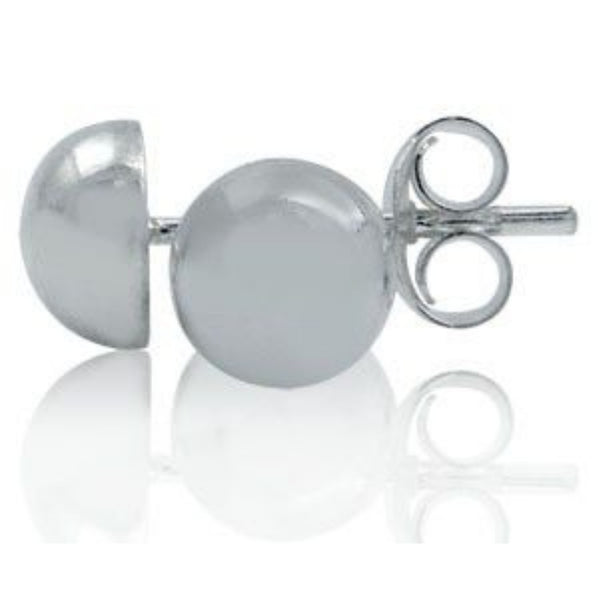 925 Sterling Silver Dome Shaped Stud Earrings - 12mm