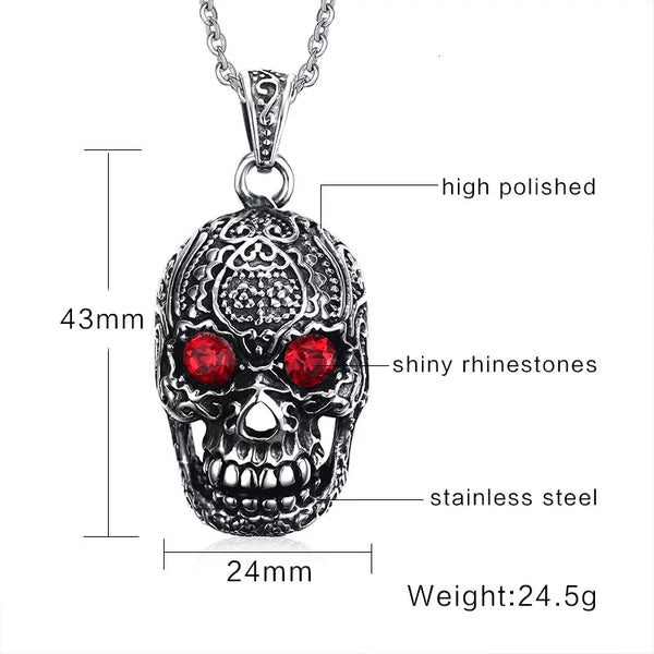 Stainless Steel Candy Skull Necklace