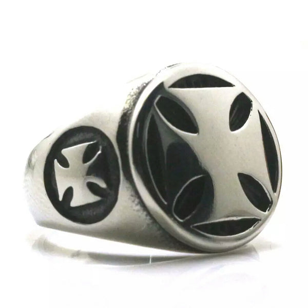 Stainless Steel Iron Cross Ring