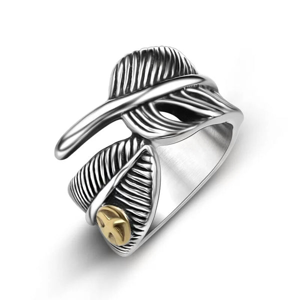 Stainless Steel open Feather Ring