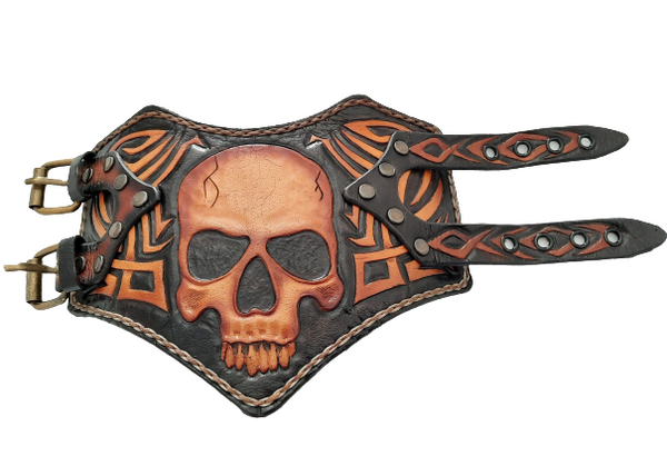 Genuine Leather Handcrafted Skull Bracelet