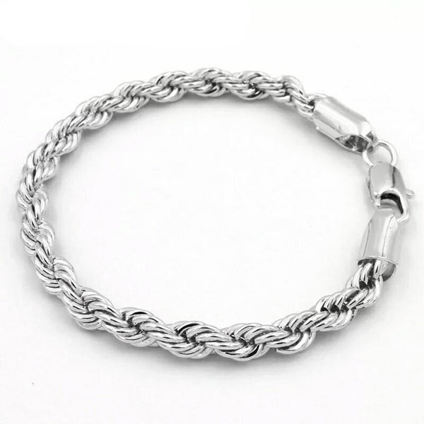 Stainless Steel 4mm  Rope Chain  Bracelet