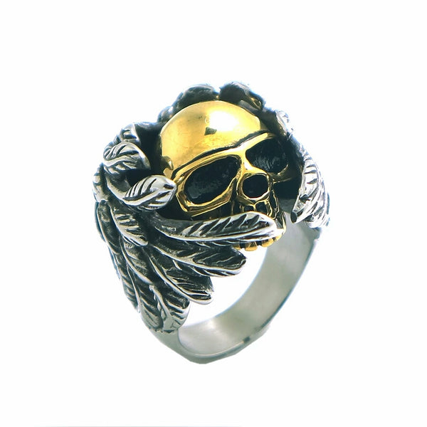 Stainless Steel Protected  Skull Wing  Ring