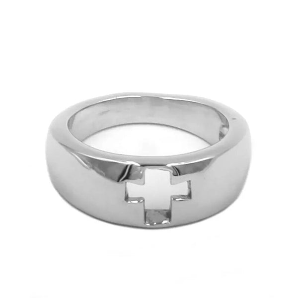 Stainless Steel Hollow Cross Ring