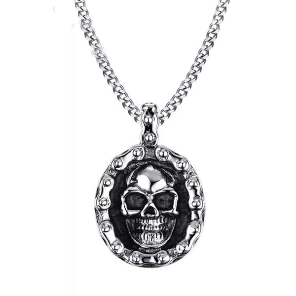 Motorcycle Chain Skull Necklace