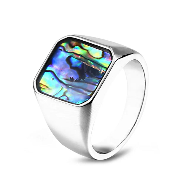 Stainless Steel Abalone Shell Ring
