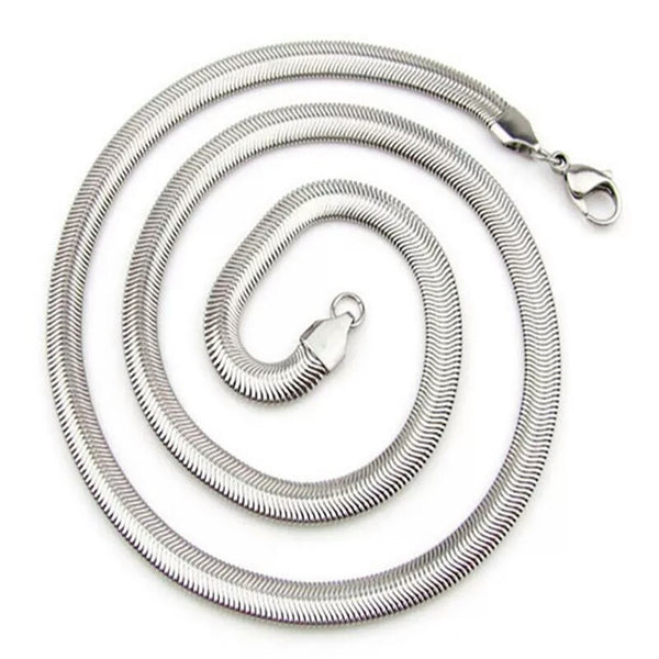 4mm Flat Snake Chain Necklace Stainless Steel