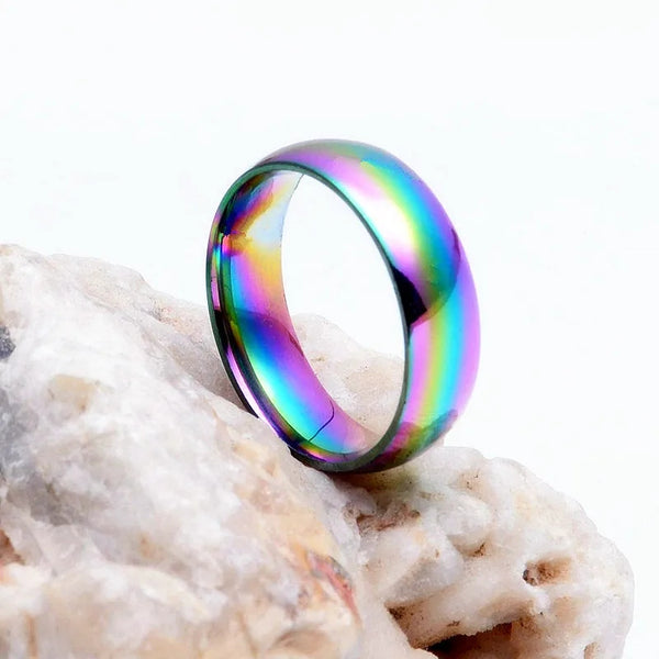 Stainless Steel Rainbow Wedding Ring