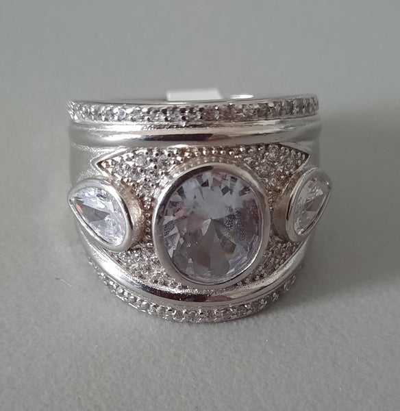 Sterling Silver Statement Ring with CZ