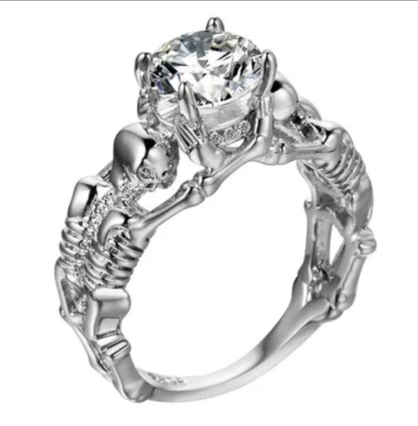 Stainless Steel Skeleton Clear CZ Ring