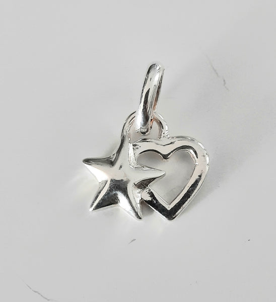 Sterling Silver Heart Star Necklace