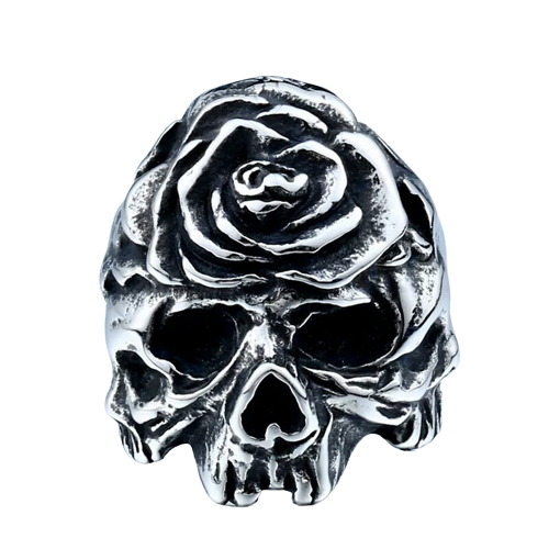 Stainless Steel Skull Rose Ring