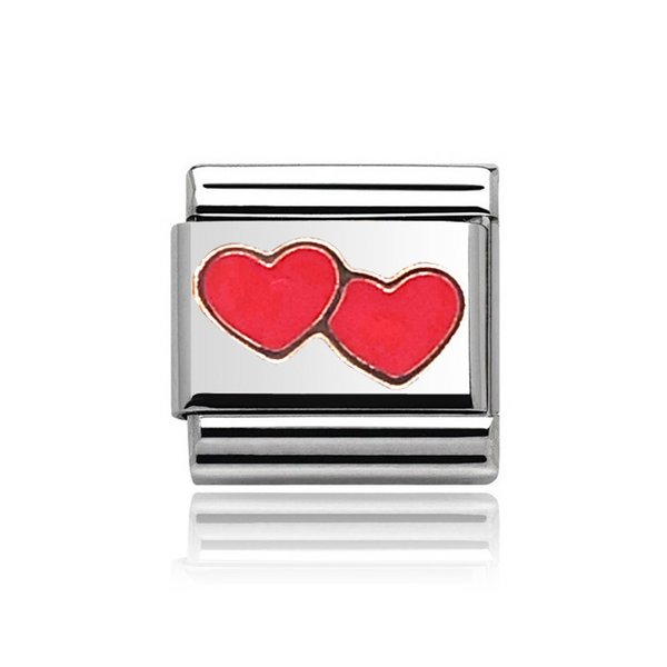 Stainless Steel Double Hearts Nomination Style Link