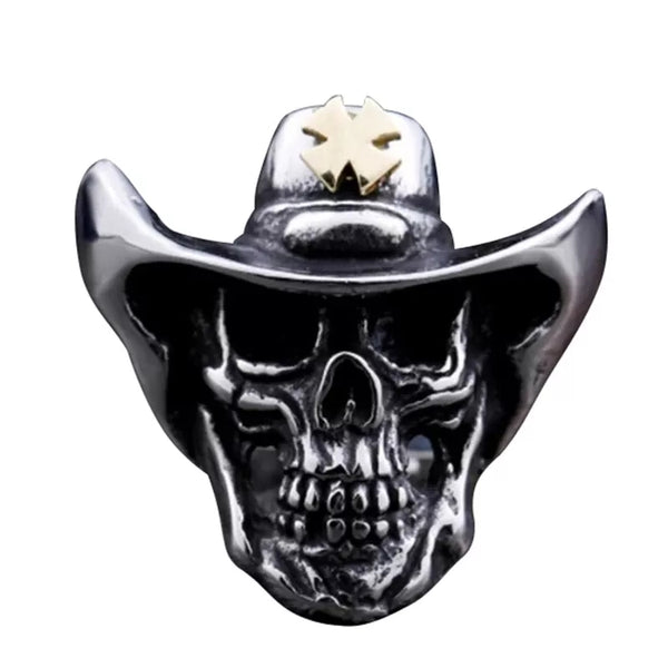 Stainless Steel Sheriff Skull Ring