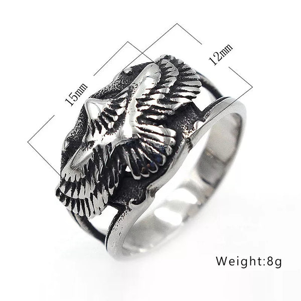 Stainless Steel Swerving Eagle Ring