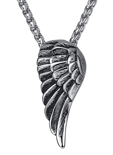Stainless Steel Curved Angel  Wing Necklace