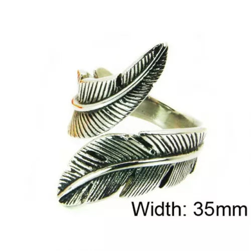 Stainless Steel  Wrapped Feather Ring