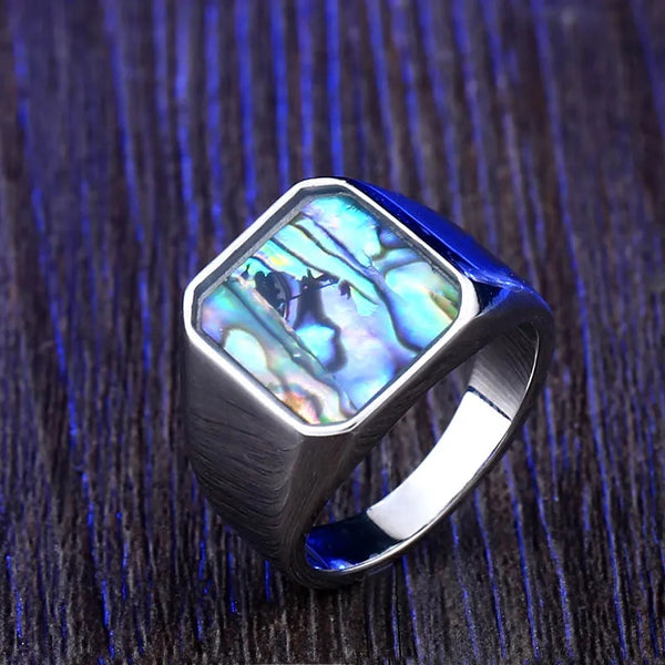 Stainless Steel Abalone Shell Ring