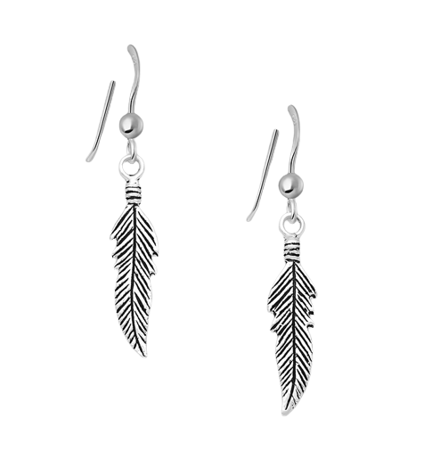 Spirit-Free Bohemian Feather Sterling Silver Dangle Earrings
