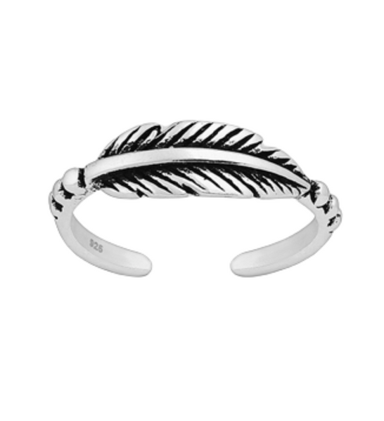 Sterling Silver Feather Toe Ring