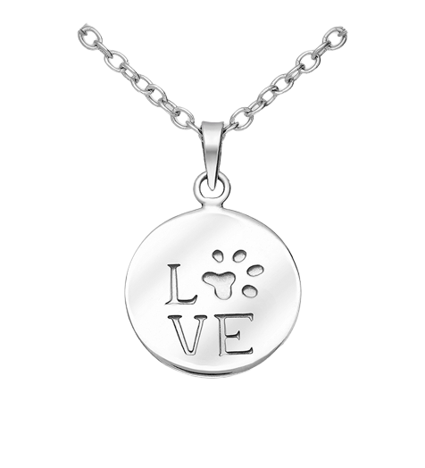 Sterling Silver Love Paw Necklace
