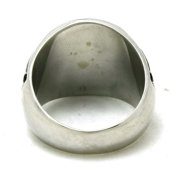 Stainless Steel Iron Cross Round Ring