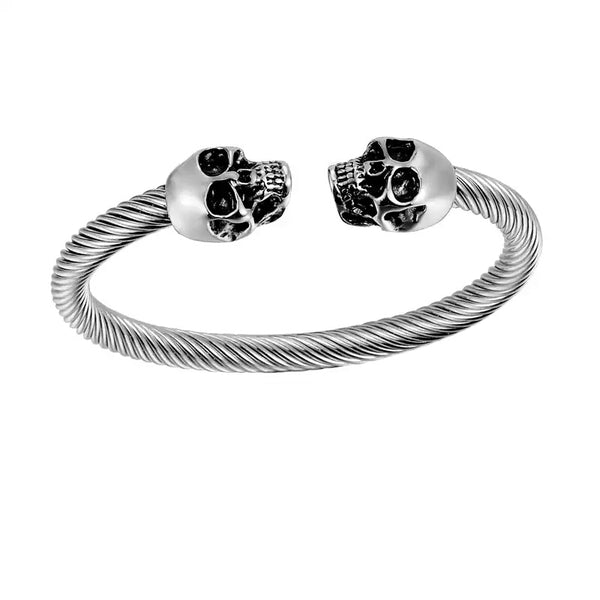 Twisted Skull Head Bangle,Stainless Steel