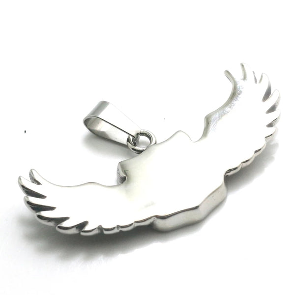 Angel Winged Route 66 Biker Pendant Necklace,Stainless Steel