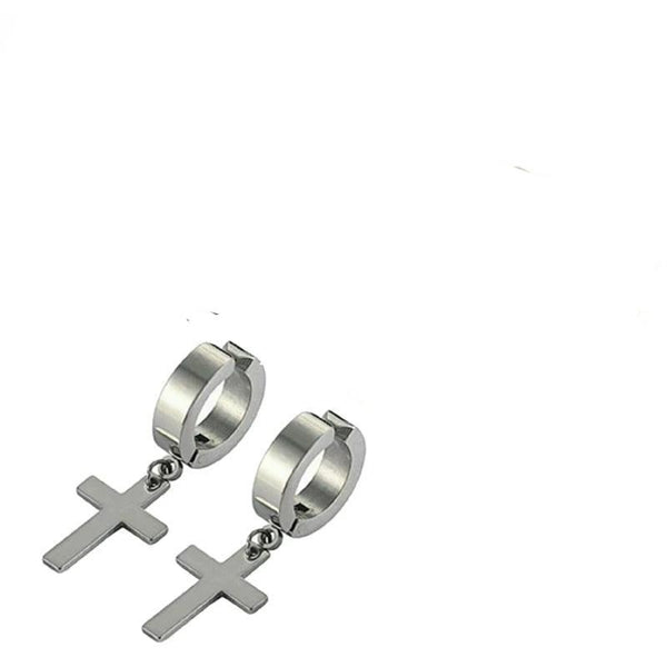 3mm  Hoop with Cross Earrings