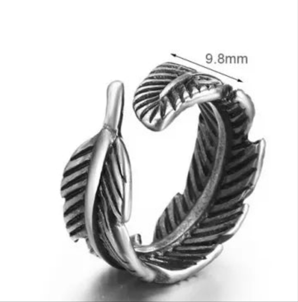 Stainless Steel Feather Ring