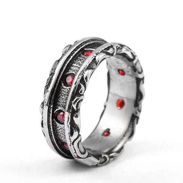 Stainleas Steel Red CZ Wedding Band