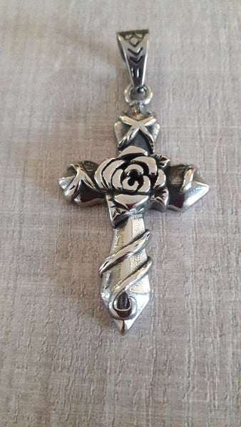 Cross with Rose Pendant
