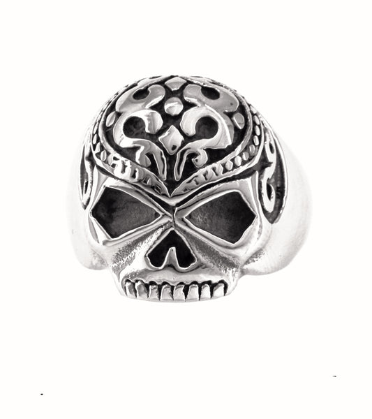Stainless Steel Tribal Skull Ring