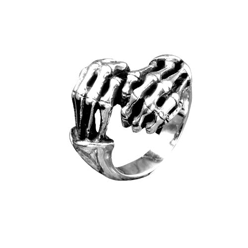 Stainless Steel Hugging Skull Hands Ring