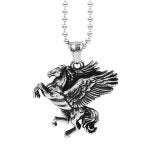 Stainless Steel Elegant Wing Horse Pendant Necklace