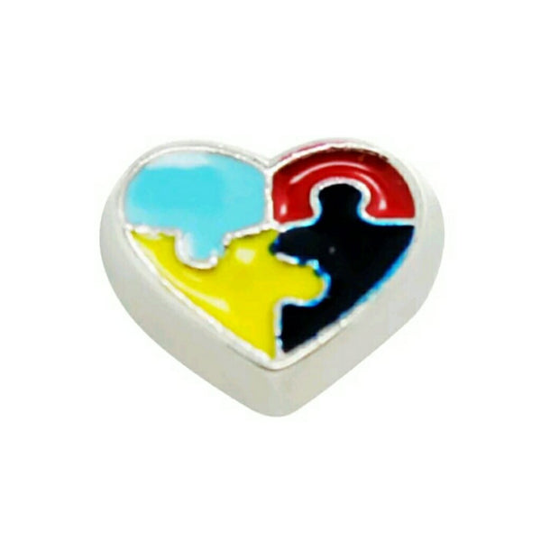 Colorful Puzzle Heart Floating Charm