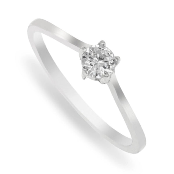 Sterling 
Silver Petite Solitaire Ring