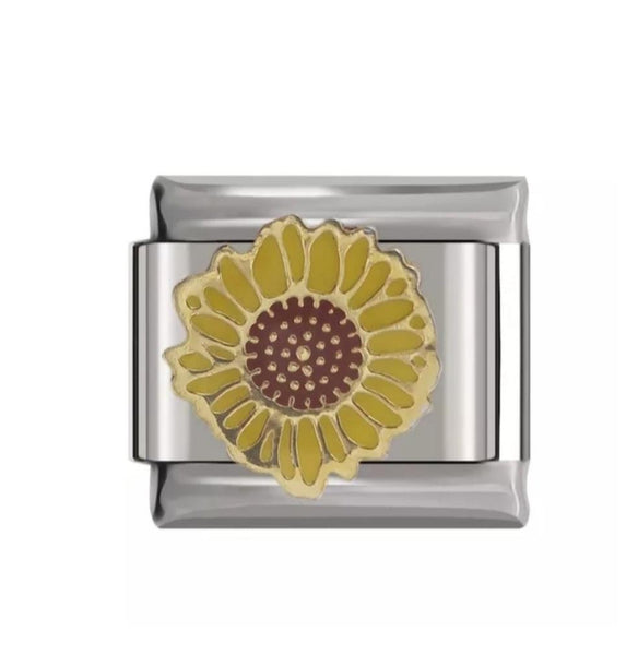 Stainless Steel Sunflower Charm Link