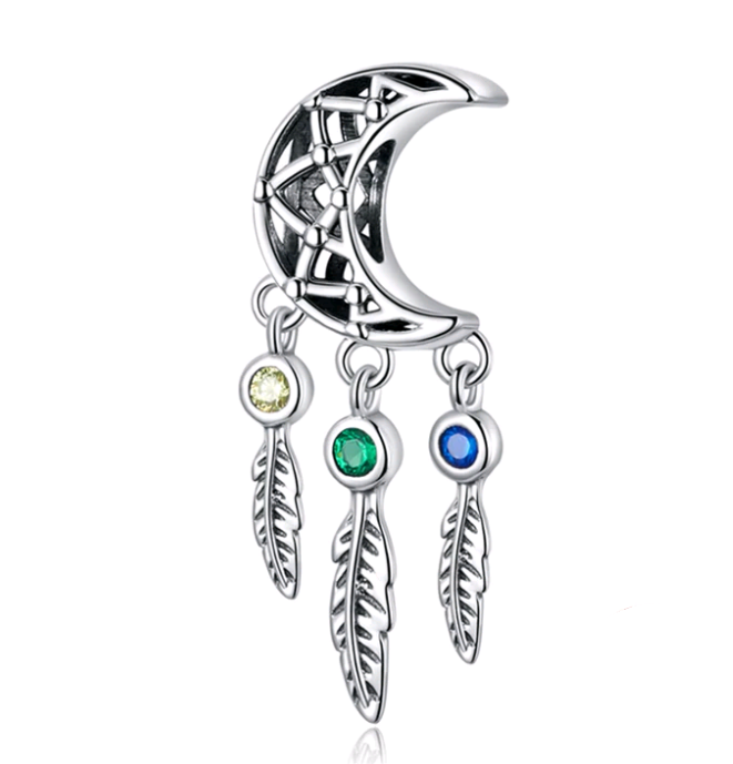 Sterling Silver Moon Dreamcather  Charm
