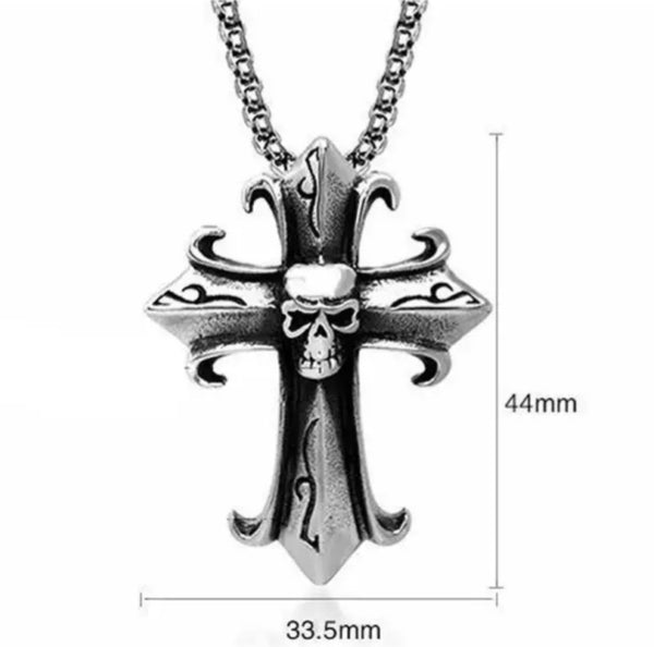 Stainless Steel Skull Cross Necklace