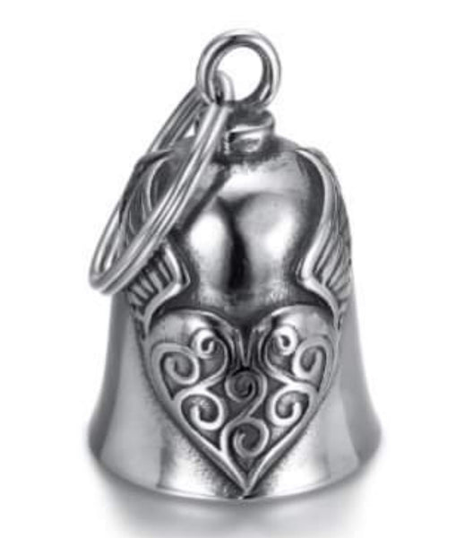 Stainless Steel Heart with Wings Guardian Bell