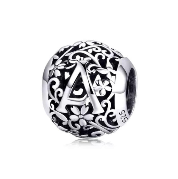 Sterling Silver Round Letter A Charm