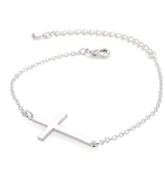 Stainless Steel Fine Cross Bracelet