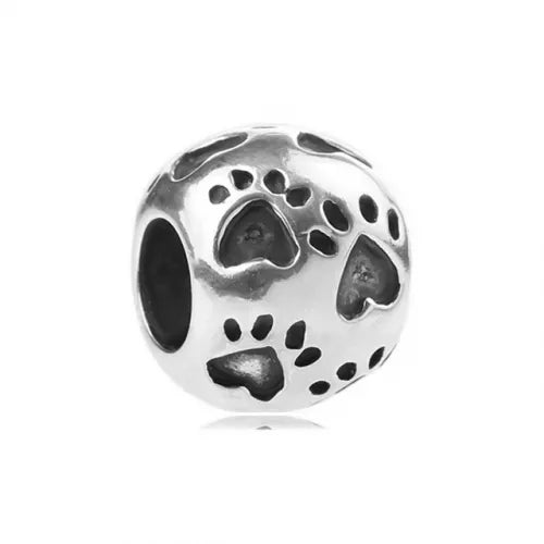 Stainless Steel Round Paw Charm