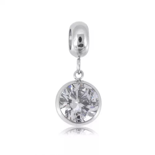 Stainless Steel Clear CZ Charm
