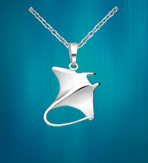 Ocean Life Stingray Necklace,Sterling Silver