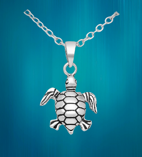 Marine Life Sea Turtle Necklace,Sterling Silver