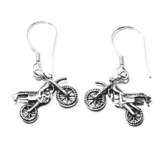 Silver Motorcycle Earrings