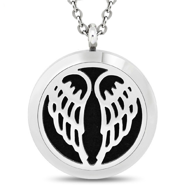 30mm Angel Wings  Essential Oil Diffuser Locket Necklace