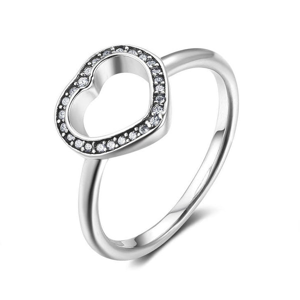 Stainless Steel  Heart Ring with CZ